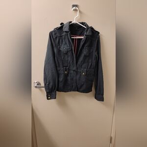 Marc Jacobs Blue Buttoned Stud Utility Jacket Cotton Sz 10